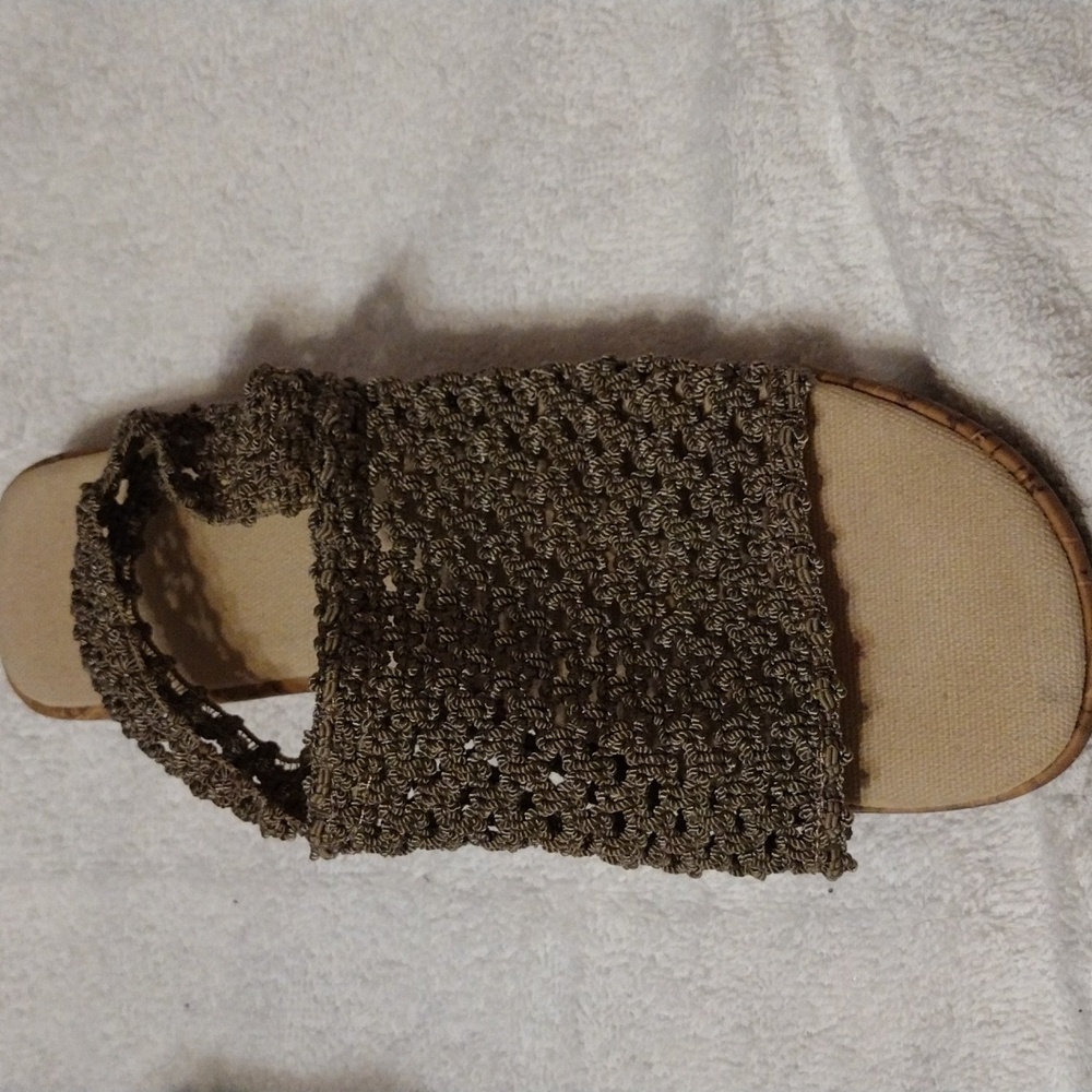 Vintage, Avon Women's crocheted slingback sandals in Brown. - Picture 3 of 8